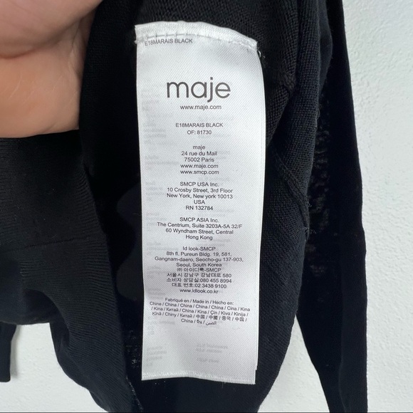 MAJE Marais Flounce Jumper Sweater, Black, 100% Wool, Size 1, NWT! - Picture 6 of 7